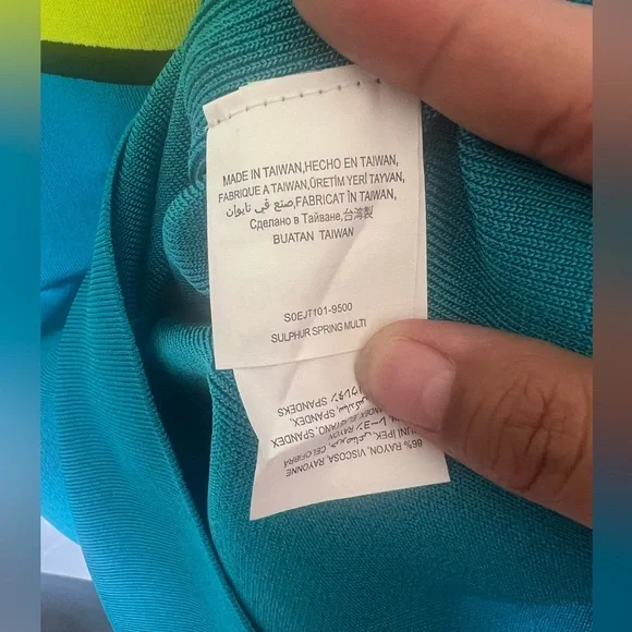 BEBE dress neon green and blue bodycon dress size small women’s dress - Picture 4 of 8